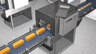 Mesure des blocs de fromage à l’aide de capteurs de distance laser à triangulation pour le contrôle des machines de découpe